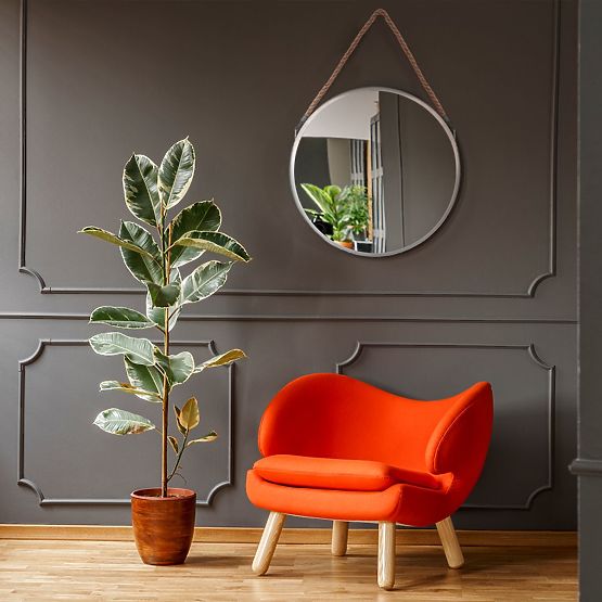 KEREK EZÜST TÜKÖR KÖTÉLEN 40CM KLMH-0410S-1