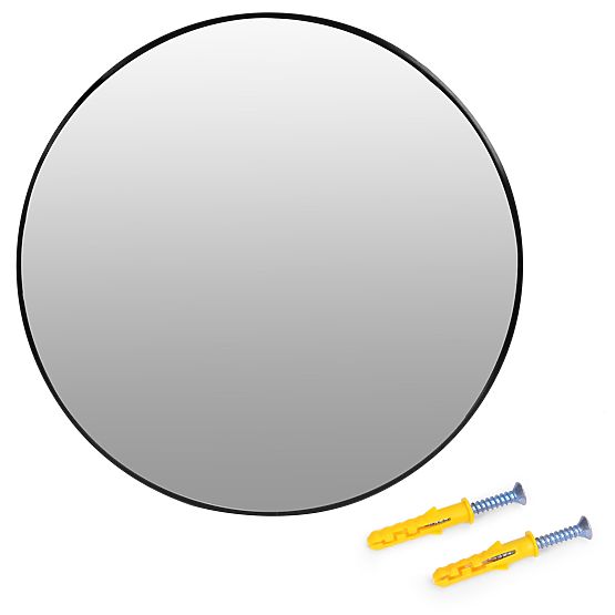Kerek fali tükör 80 cm függesztett modern fekete alumínium keret ModernHome