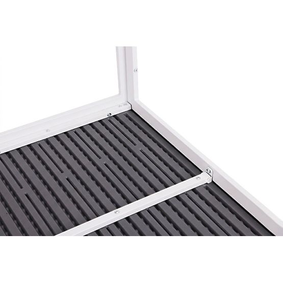 Kerti asztal 6 személy részére 156x78 cm polywood terasz bútor szürke fehér MultiGarden