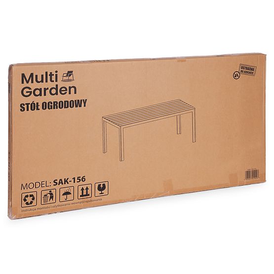 Kerti asztal 6 személy részére 156x78 cm polywood terasz bútor szürke fehér MultiGarden