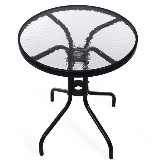 Kerti asztal 60cm edzett üveg asztal kertbe teraszra erkélyre