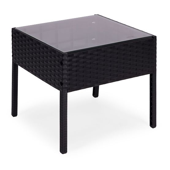 Kerti bútorkészlet 2 fotel + asztal edzett üveg fekete MultiGarden