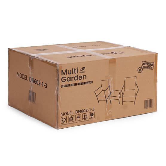 Kerti bútorkészlet 2 fotel + asztal edzett üveg fekete MultiGarden