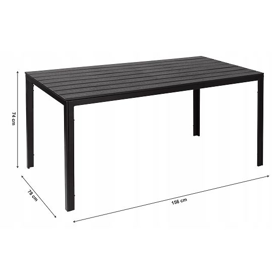 Kerti catering asztal 156 x 78 cm Fekete