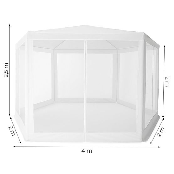 Kerti kereskedelmi pavilonsátor 2x2x2 m szúnyoghálóval fehér MultiGarden