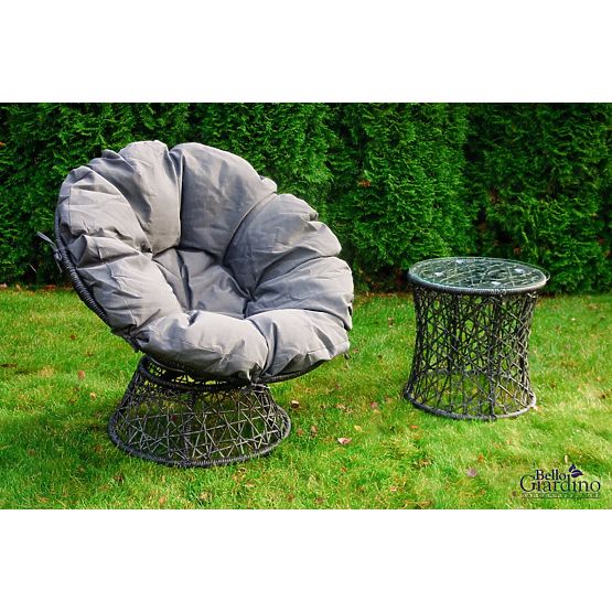 Kerti nyugágy technorattanból + TWIST szürke asztal