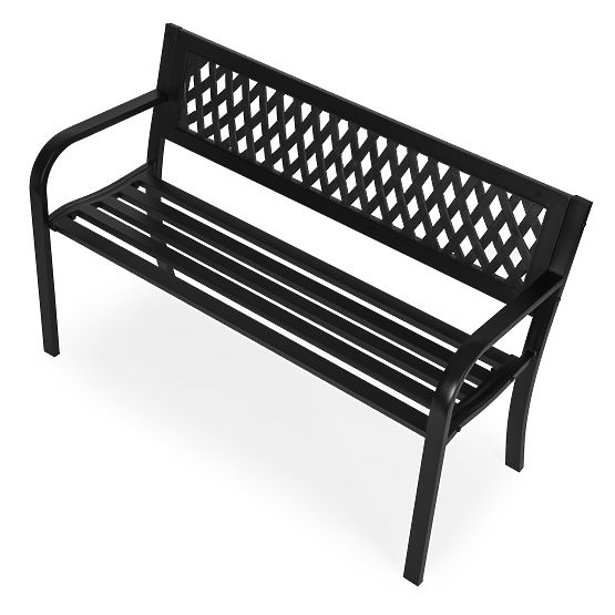 Kerti pad rácsos háttámlával 120x50 cm fém park fekete MultiGarden