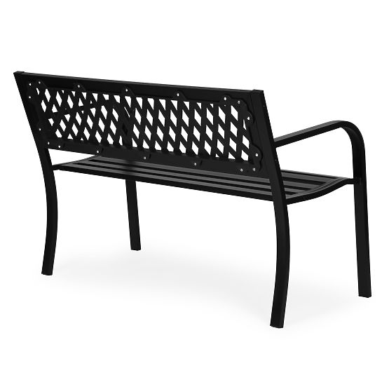Kerti pad rácsos háttámlával 120x50 cm fém park fekete MultiGarden