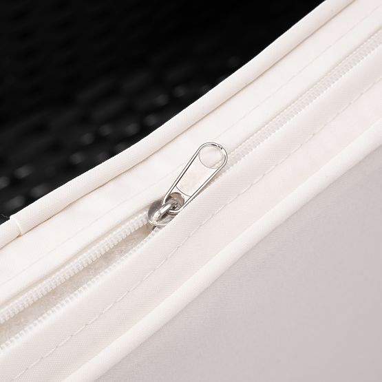 Kerti pad technorattan kanapé CORDOBA fekete bézs párnákkal