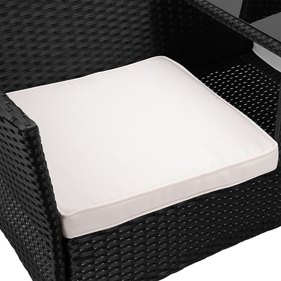 Kerti pad technorattan kanapé CORDOBA fekete bézs párnákkal