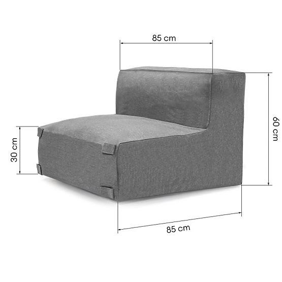 Kerti sarokhoz való Vacuum középső modul huzattal, szürke