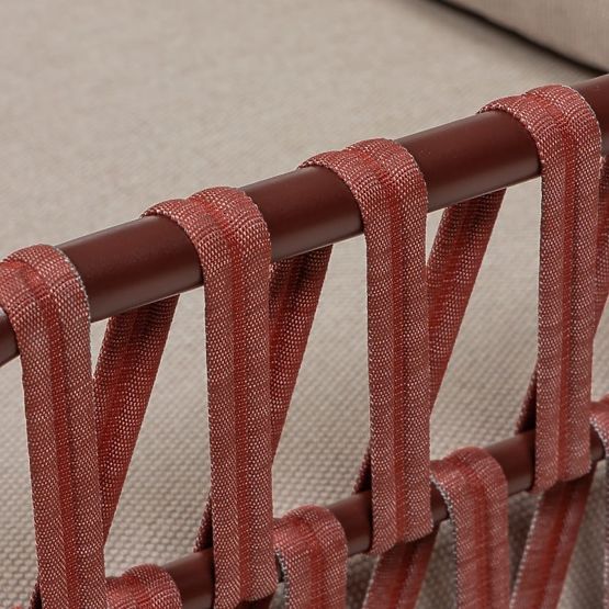 Kerti sarokkanapé asztallal Amarello, alumínium, fonott, világos bézs/bordóbarna