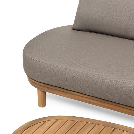 Kerti sarokkanapé asztallal Summerland, akácfa, teak megjelenés, barnásszürke, ívelt forma