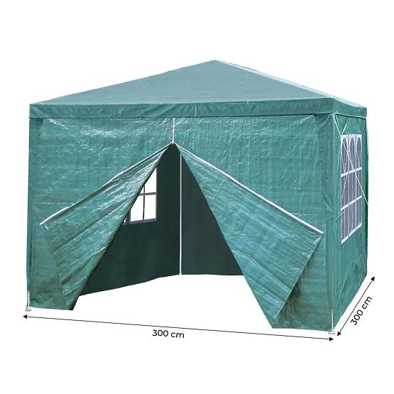 Kerti sátor pavilon 3x3 m 4 fal zöld MultiGarden