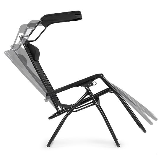 Kerti strand nyugágy állítható háttámlával és mozgatható tetővel Modernhome - fekete