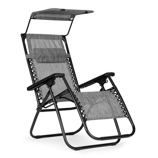 Kerti strand nyugágy állítható háttámlával és mozgatható tetővel Modernhome - szürke