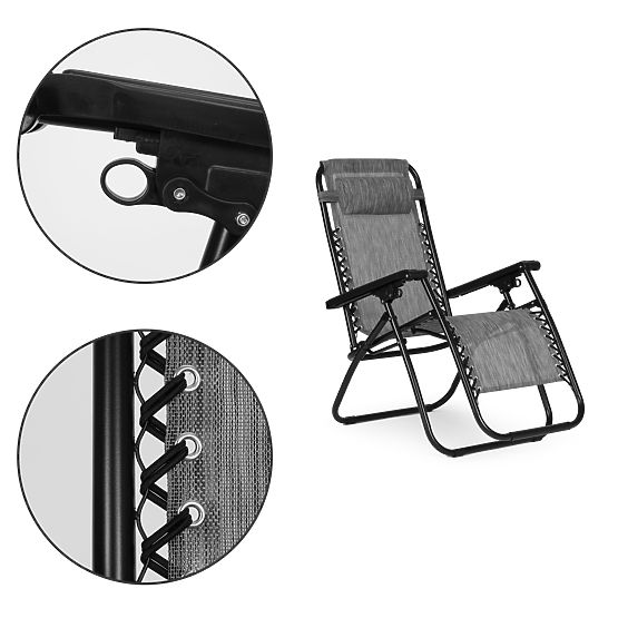 Kerti strand szék állítható háttámlával ZERO GRAVITY ModernHome - szürke