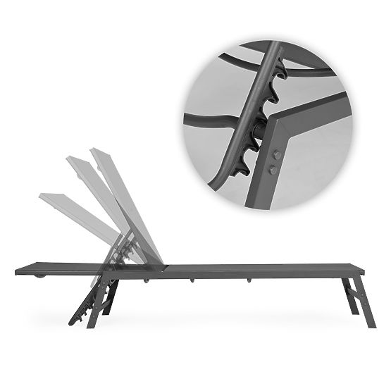 Kerti strandnyugágy állítható háttámlával, acél szerkezet, szürke MultiGarden
