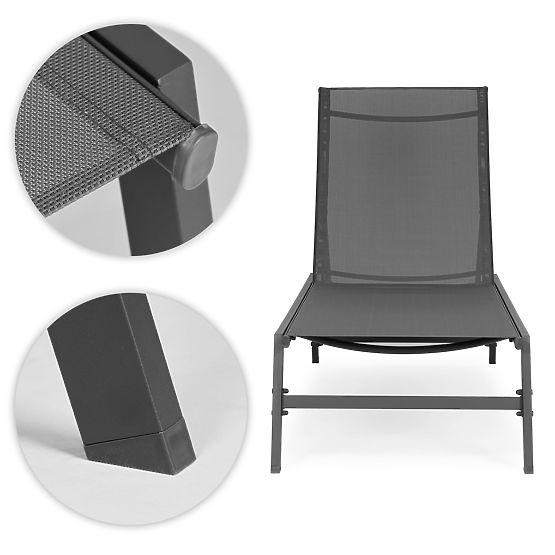 Kerti strandnyugágy állítható háttámlával, acél szerkezet, szürke MultiGarden