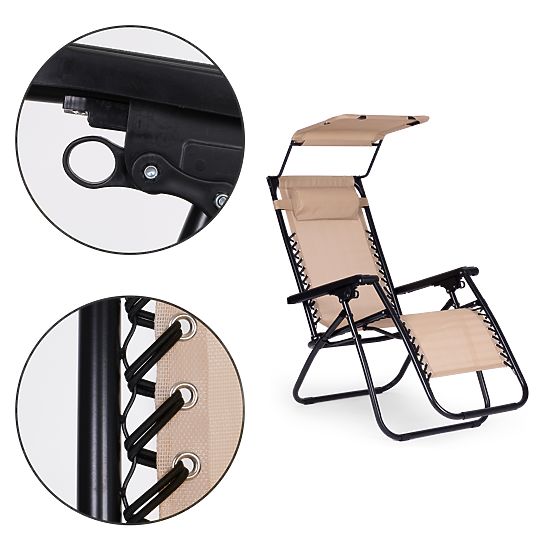 Kerti strandnyugágy állítható háttámlával és mozgatható tetővel Modernhome - bézs