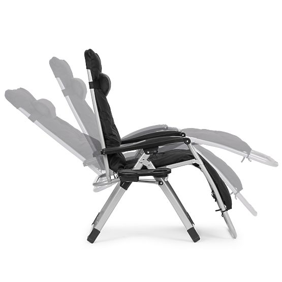 Kerti strandnyugágy állítható háttámlával és párnával + fejtámasz fekete MultiGarden