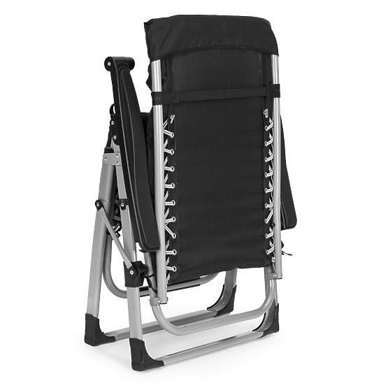 Kerti strandnyugágy állítható háttámlával és párnával + fejtámasz fekete MultiGarden