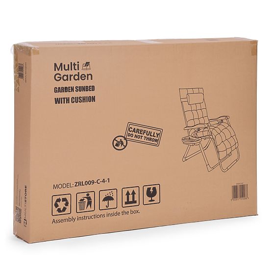 Kerti strandnyugágy állítható háttámlával és párnával + fejtámasz fekete MultiGarden