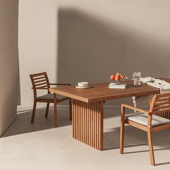 Kerti szék Familis ll eukaliptusz fa FSC, teak hatású, világosszürke