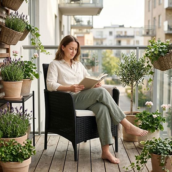 Kerti szék párnával erkélyre, teraszra, kertbe, fekete MultiGarden