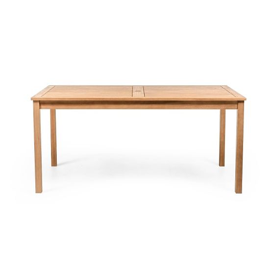 Kerti szett Familis asztal 160 cm + 4 szék állítható háttámlával és krémszínű párnákkal, fa