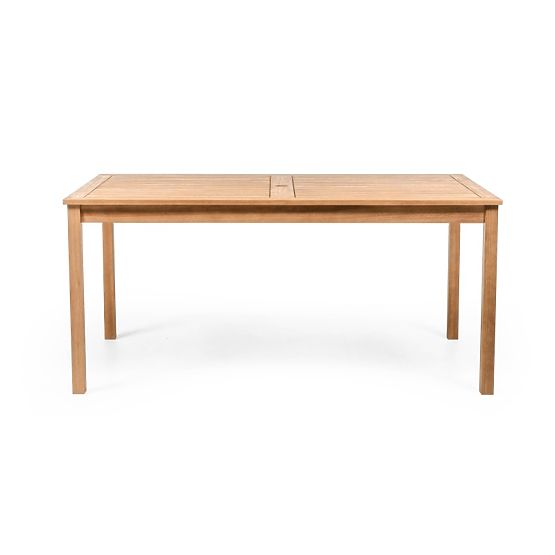 Kerti szett Familis asztal 160 cm + 6 szék állítható háttámlával és krémszínű párnákkal, fa