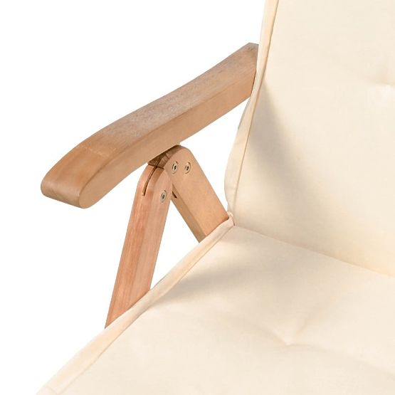 Kerti szett Familis asztal 160 cm + 6 szék állítható háttámlával és krémszínű párnákkal, fa