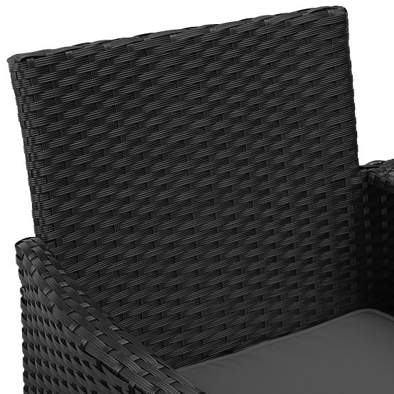 Kerti technorattan pad CORDOBA fekete szürke párnákkal