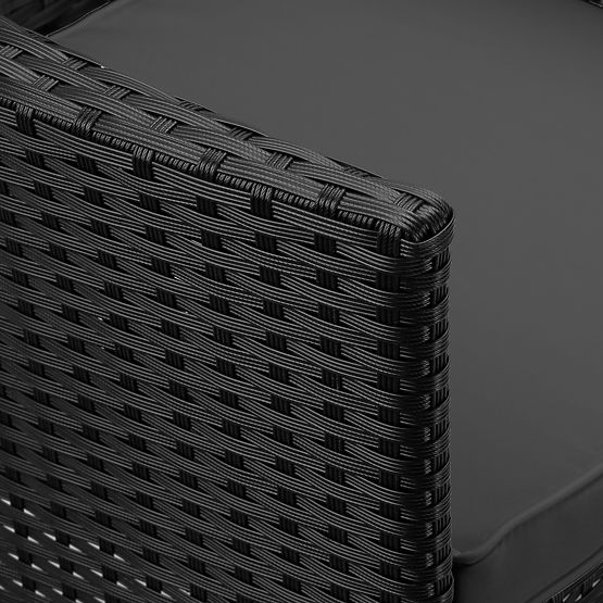 Kerti technorattan pad CORDOBA fekete szürke párnákkal