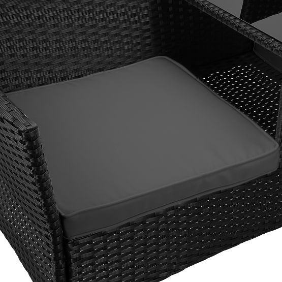 Kerti technorattan pad CORDOBA fekete szürke párnákkal