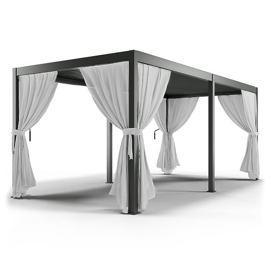 Két függönykészlet 278 cm a 6 m-es pergola oldalára, fehér