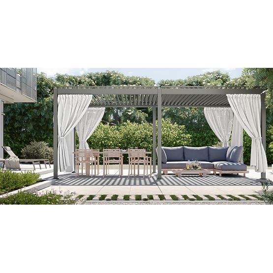 Két függönykészlet 278 cm a 6 m-es pergola oldalára, fehér