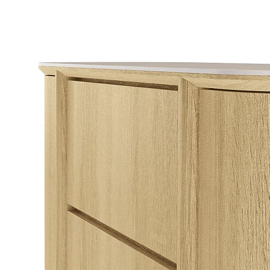 Kétszárnyú komód fiókokkal Segretto, lekerekített, természetes tölgy, travertin