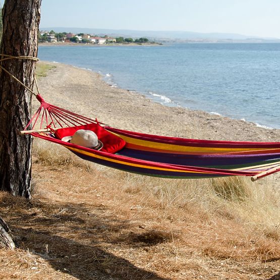 Kétszemélyes függőágy 80 cm-es léccel 480145A SÁRGA