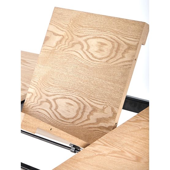 Kihúzható VELDON asztal, lap - természetes tölgy, lábak - fekete (2p=1ks)