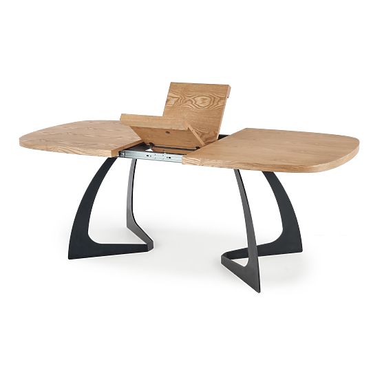 Kihúzható VELDON asztal, lap - természetes tölgy, lábak - fekete (2p=1ks)