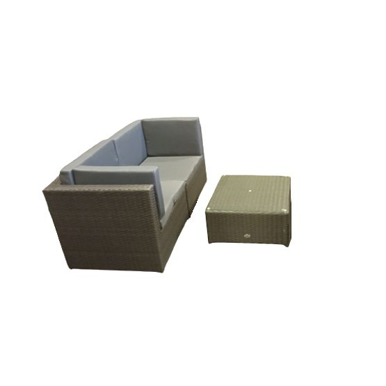 Kis terasz szett technorattanból (kanapé+asztal) TINTO szürke