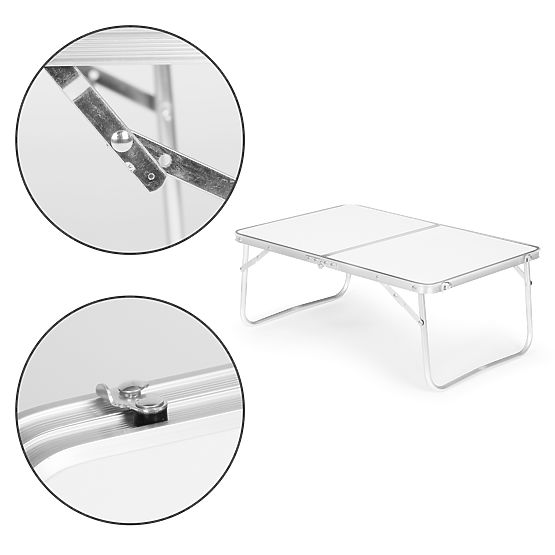 Kis túrázó összecsukható piknikasztal 60x40 cm fehér MultiGarden