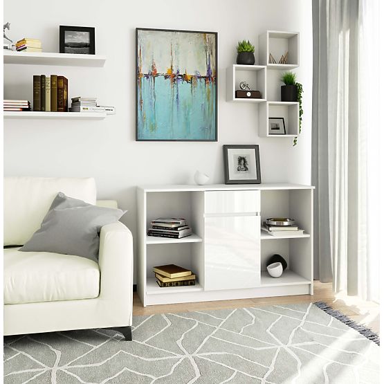 KOMÓD B-17 120 cm 1 FIÓK 1 AJTÓ PK FEHÉR / FEHÉR FÉNYES