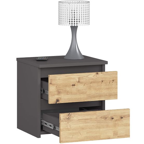 KOMÓD CL2 2SZ CLP PK GRAFIT SZÜRKE / ARTISAN TÖLGY