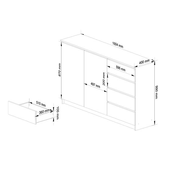 KOMÓD K013 CLP PK FEHÉR