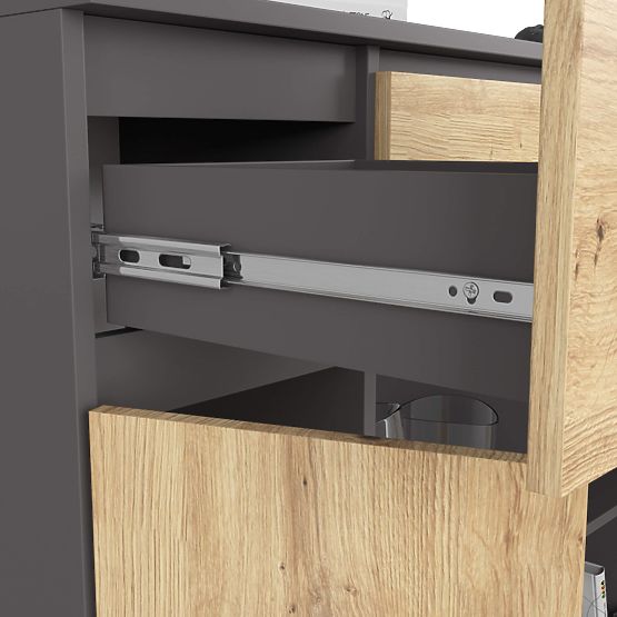 KOMÓD K100 2D 3SZ 1P PK GRAFIT SZÜRKE / ARTISAN TÖLGY