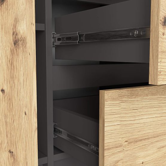 KOMÓD K100 2D 3SZ PK GRAFIT SZÜRKE / ARTISAN TÖLGY