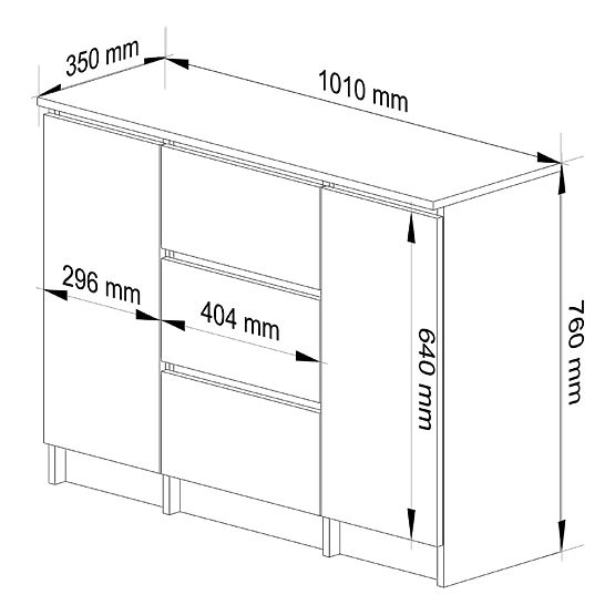 KOMÓD K100 2D 3SZ PK SONOMA TÖLGY / FEHÉR