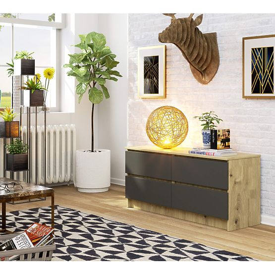 KOMÓD K120 4SZ CLP ARTISAN TÖLGY / SZÜRKE